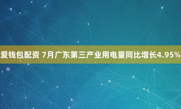 爱钱包配资 7月广东第三产业用电量同比增长4.95%