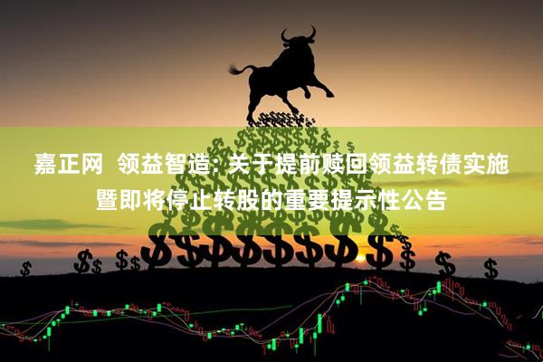 嘉正网  领益智造: 关于提前赎回领益转债实施暨即将停止转股的重要提示性公告
