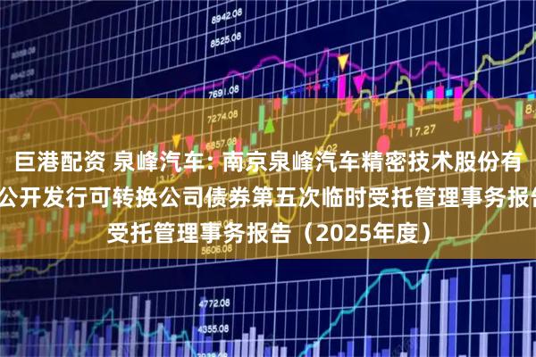 巨港配资 泉峰汽车: 南京泉峰汽车精密技术股份有限公司2021年公开发行可转换公司债券第五次临时受托管理事务报告（2025年度）